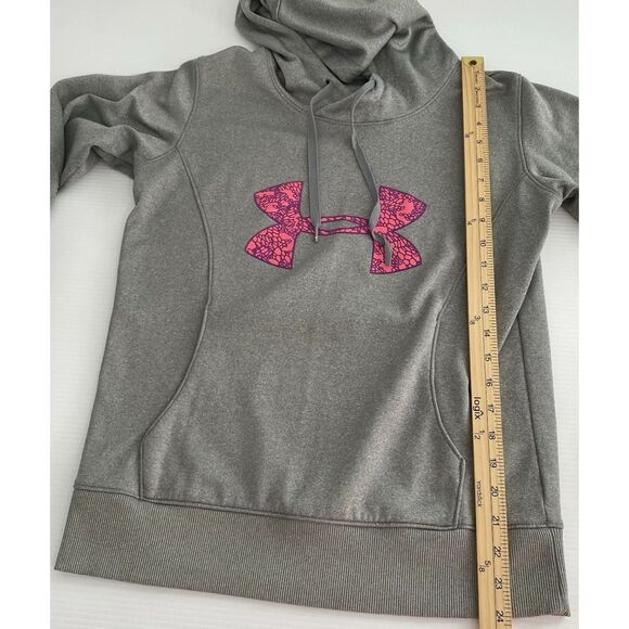 Under Armour Storm Coldgear Hoodie Women's Small Semi-Fitted Gray Pink Athletic - Picture 4 of 8